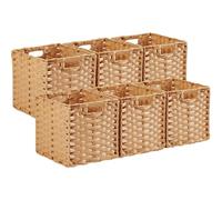 Mangata Boîtes de rangement de 25 cm pour armoire de 27 cm, paniers de rangement en rotin synthétique tressé, 25 x 25 x 25 cm, anti-moisissure, facile à nettoyer