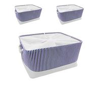 Mangata Boîtes de rangement en tissu, 5 Tailles Rectangulaire Panier de rangement dressing, 3 Paquet(Jumbo, Rayures bleues)
