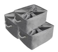 Mangata Boîtes de rangement en tissu, 5 Tailles Rectangulaire Panier de rangement dressing, 3 Paquet(Très grand, Gris)