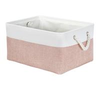 Mangata Boîtes de rangement en tissu souple, conteneurs rectangulaires multi-tailles pour étagère, garde-robe, jouets et vêtements, 41x31x18 cm, rose et blanc (Grand, 1 pack)