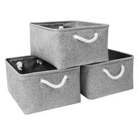 Mangata Boîtes de Rangement Pliables, paniers de Rangement en Tissu pour école/Maison/Placard/Bureau, Pack de 3 (Gris, Medium)