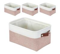 Mangata Boîtes de rangement rectangulaires en tissu, multi-tailles, paniers en matériaux pour étagère, armoire, jouets et vêtements, 41 x 31 x 18 cm, rose et blanc (taille L, 4 pièce)