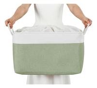 Mangata - Corbeille de rangement en tissu doux, boîte de rangement avec poignées de corde, paniers de rangement rectangulaires pour armoire, placard, salle de bain, étagère, 50 x 40 x 30 cm, vert et