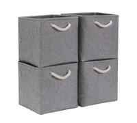 Mangata Cube de Rangement en Tissu, Boîte de Rangement Pliable, Gris, 28x28x28cm, 4