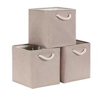 Mangata Cube de Rangement en Tissu, Boîte de Rangement Pliable, Kaki Clair, 33x38x33cm, 3