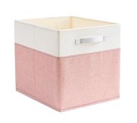 Mangata Cube de rangement en tissu pour bacs à vêtements, paniers, coffres, jouets (rose/blanc crème, 1 pièce)