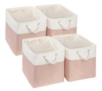 Mangata Cube de Rangement Tissu,25x25x25cm Paniers de Rangement Pour Vêtements/étagère(Rose/Blanc, 4 Paquet)