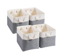Mangata Cube de Rangement Tissu,28x28x28cm Paniers de Rangement Pour Vêtements/étagère(Gris Foncé/Blanc, 4 Paquet)