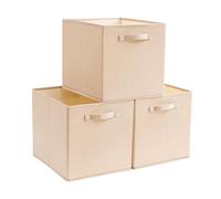 Mangata Cubes de Rangement, paniers et boîtes de rangement Pliables Lot de 3, pour Jouets, Vêtements, Chambre d'enfant, kaki clair, 33 x 38 x 33 cm