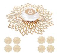 Mangata Doré Set De Table Rond Dessous De Verre, Vinyle Set De Table Rond pour Mariage, Dîners, Restaurant, Hôtel, 38cm (Sets De 8)