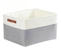 Mangata Grands Paniers de Rangement, Boîte de Rangement en Tissu Épaissi pour Étagère d'Armoire de Chambre (L, Gris/Blanc)