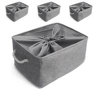 Mangata - Lot de 4 boîtes de rangement avec poignées pour jouets et étagères en tissu épais (XL, gris)