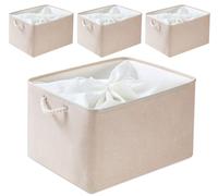 Mangata - Lot de 4 boîtes de rangement pliable avec poignées en tissu épais (XXL, kaki clair)