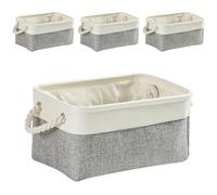 Mangata Lot de 4 boîtes de rangement pliables en tissu avec poignées pour armoires, armoires, étagères, salle de bain, vêtements, jouets, serviettes (M, gris blanc)