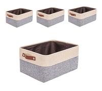 Mangata Paniers de Rangement Petit,[4 Pack] Boîte de Rangement en Tissu pour sous-vêtements, Chaussettes, Jouets (Gris/beige, Small)