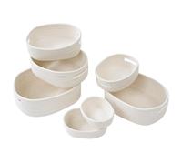 Mangata Set de 7 Paniers de Rangement Tressés de Coton Blanc, Ovale avec Poignées, Léger et Durable, Multifonctionnel pour Cuisine, Salle de Bain ou Chambre, 100% Coton Naturel Sans Chimie
