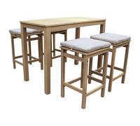 Happy Garden – Mange-debout Aruba – en acacia 4 places – coussins sable