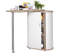 Mange-Debout Chêne Blanc Table Pivotante 3 Niches 104,8 x 105,1 x 44 cm - L 130 x l 44 x H 105.1 cm Blanc G