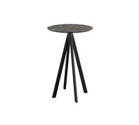 Mange-debout Infinity avec piètement noir + plateau HPL marbre clair Ø70 cm - Veba