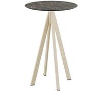 Mange-debout Infinity avec piètement sable + plateau HPL aspect bois Ø70 cm - Veba