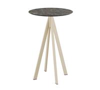 Mange-debout Infinity avec piètement sable + plateau HPL aspect bois Ø70 cm - Veba