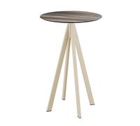 Mange-debout Infinity avec piètement sable + plateau HPL aspect bois Ø70 cm - Veba