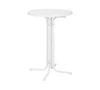 Royal Catering Table Haute Pliante Ø80 cm Hauteur 110 cm Pieds Réglables Acier et Contreplaqué Revêtu De Plastique Blanc Mange-Debout Rond Table de Bistro Jardin Terasse Extérieur Table de Bar