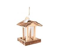 Mangeoire Oiseaux extérieur - Jaro Naturel - 20,5 cm - pour graines & cacahuètes - Bois de pin - Couvercle Amovible - Flamingo