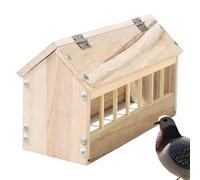 Mangeoire À Cailles Sans Déchets - Distributeur De Nourriture Pour Pigeons 15,75 X 5,12 X 5,51 Pouces | Auge En Forme De Maison En Bois Épais Pour Coqs Poules Canards Hangars Poulaillers Maison À L'ex