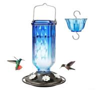 Mangeoire à colibri à usage constant avec technologie de douve pour un entretien réduit et un trafic d'oiseaux stable (bleu clair)