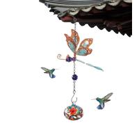 Mangeoire à colibris | Carillons éoliens en verre | Carillon éolien avec mangeoire à colibris intégré, pour extérieur, jardin, balcon et terrasse