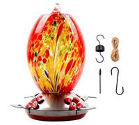 Mangeoire à colibris colorée Suspendue avec perchoir et 4 Ports d'alimentation pour Fleurs Anti-Fourmis 8, 3 Pouces en Verre et métal pour l'extérieur Style 1