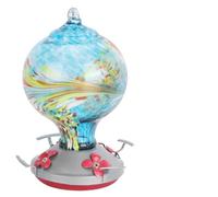 Mangeoire à colibris en Verre coloré | Crochet Anti-Fourmis et écureuils | Base Anti-Fuite pour décoration de Jardin/terrasse | 2 Crochets + Corde + Brosse (H)