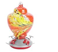 Mangeoire à colibris en Verre coloré | Crochet Anti-Fourmis et écureuils | Base Anti-Fuite pour décoration de Jardin/terrasse | 2 Crochets + Corde + Brosse (G)