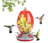 Mangeoire à colibris en Verre, mangeoire à colibris de Jardin avec Perche et 5 Ports d'alimentation de Fleurs, décoration de Jardin Suspendue pour l'extérieur et la Cour (T1)