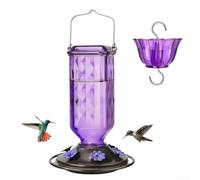 Mangeoire à colibris résistante aux intempéries avec technologie innovante de douve, nettoyage simple et volume généreux de nectar pour oiseaux de jardin (violet)