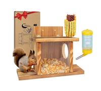 Mangeoire à écureuils - 13,78 x 9,45 x 5,12 pouces Mangeoire pour écureuils, Maison des écureuils | Boîte en bois robuste et amusante avec support pour l'eau, refuge pour pique-nique, décoration P
