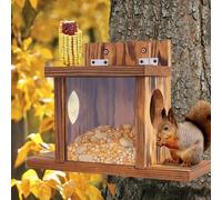 Mangeoire à écureuils en bois, mangeoire pour écureuils pour jardin, mangeoires à oiseaux, faciles à assembler, pour décoration extérieure de cour