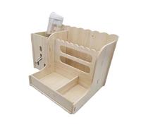 Mangeoire à foin en bois multifonction avec porte-bouteilles pour lapins et petits animaux de compagnie