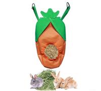 Mangeoire à foin en forme de carotte pour lapins et cochons d'Inde Distributeur d'herbe de lapin à suspendre fabriqué en tissu Oxford 600D résistant aux morsures pliable léger avec trou parfait Orange