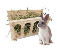 Mangeoire à foin pour lapin Mangeoire à foin en bois pliable Plateau fixe Distributeur de foin pour cochons d'Inde Support d'herbe pour animaux compagnie Cage Accessoires pour hamster Chinchilla