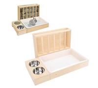 Mangeoire à Foin pour Lapins, Support d'alimentation en Bois 3 en 1 avec Bac à Litière et 2 Bols, Mangeoire à Foin pour Cochons d'Inde, Accessoires pour Cage à Lapins pour