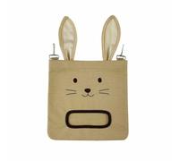 Mangeoire à Foin Suspendue en Forme de Lapin avec Crochets d'oreille, 24 x 25 cm, pour Lapins, cochons d'Inde et Hamsters (Kaki/Noir/Gris)