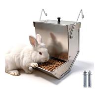 Mangeoire à gravité pour petits animaux avec couvercle - Distributeur de nourriture en acier inoxydable anti-corrosion durable de grande capacité pour lapins, cochons d'Inde, chinchillas et autres