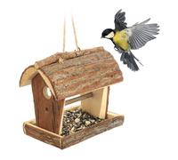 Relaxdays Mangeoire à Oiseaux, en Bois, Robuste, à Suspendre, Remplissage Facile, HxLxP : 18 x 13,5 x 19,5 cm. Nature