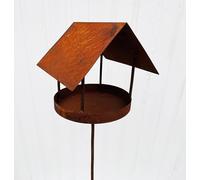 Mangeoire à oiseaux 20 x 18 cm + tige pour éclairer - Photophore - Bougies chauffe-plat - Boules de graisse - Mangeoire - Décoration de jardin - Métal rouillé