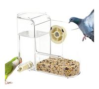 Mangeoire à oiseaux - 250 ml - 2 en 1 - Grand distributeur de nourriture transparent - Abreuvoir pour perruches, volières, pinsons, poulets - Aire de jeux - Pour terrasse, cour, jardin, balcon, hamac
