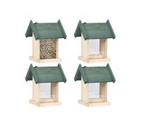 vidaXL Mangeoire à oiseaux 4 pcs Bois de sapin PVC 19x19x25 cm