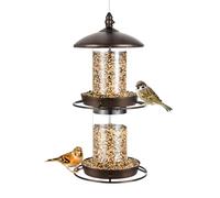 Mangeoire à Oiseaux à 2 Niveaux avec Bouchon à Verrouillage sûr et Crochet de Suspension, mangeoires pour Oiseaux Sauvages - Capacité de graines de 2 kg