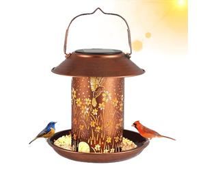 Mangeoire à Oiseaux à Alimentation Solaire, Lanterne D'Extérieur En Métal Étanche Pour Jardin, Distributeur De Nourriture Anti-Écureuil Creux, pour Fenêtre Terrasse Pelouse Balcon Jardin Attirer les O